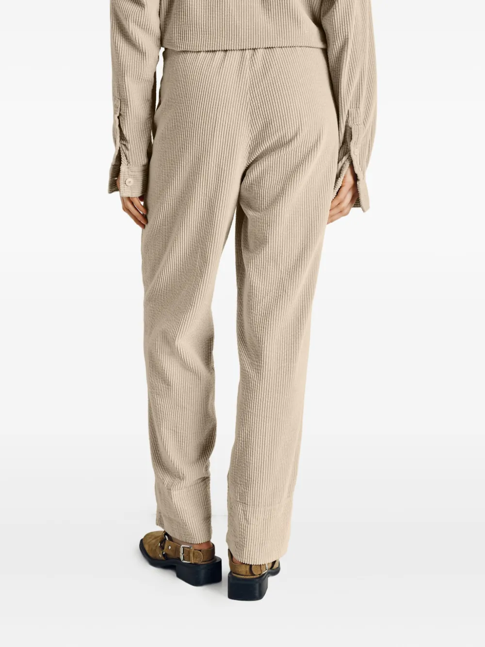 American Vintage Padow ribfluwelen broek met elastische taille Beige