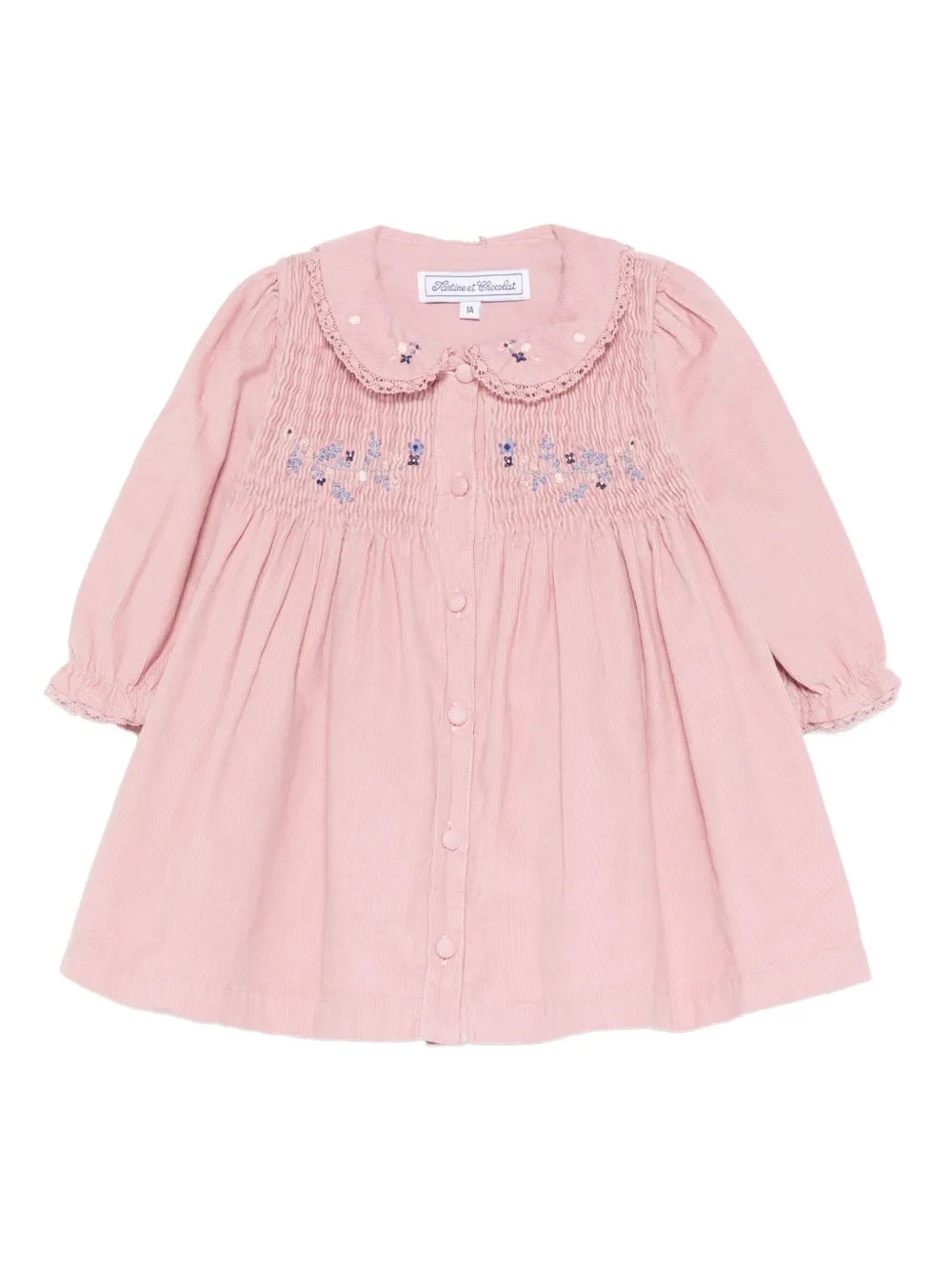 Tartine Et Chocolat Embroidered Collared Dress In Pink