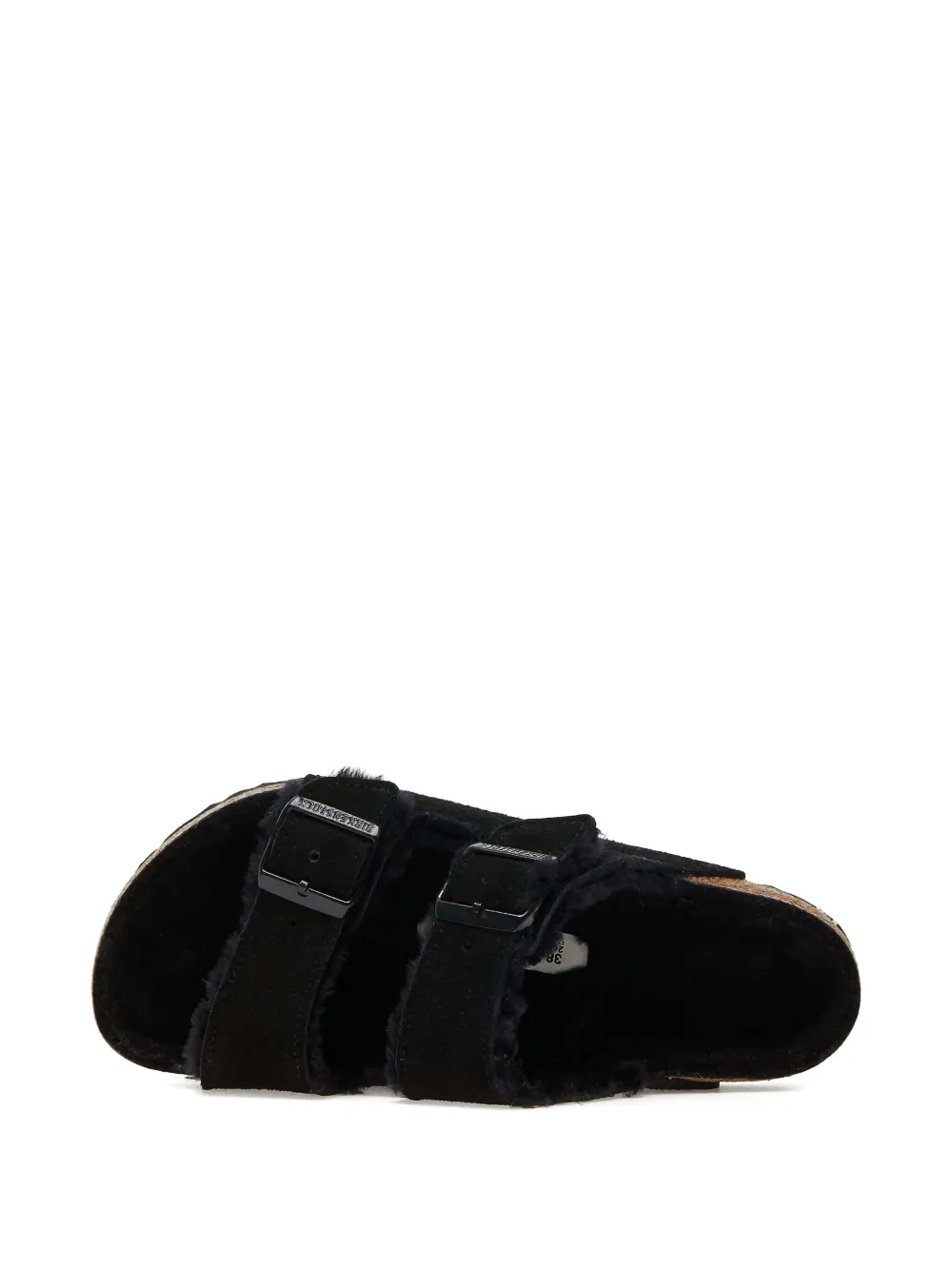Birkenstock Arizona lammy sandalen met gesp Zwart