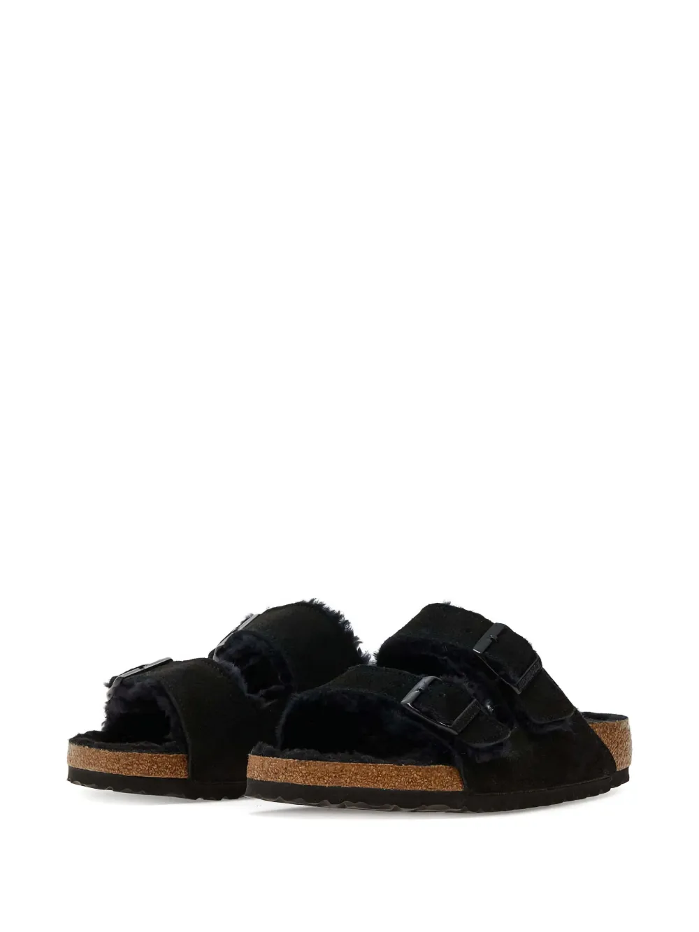 Birkenstock Arizona lammy sandalen met gesp Zwart