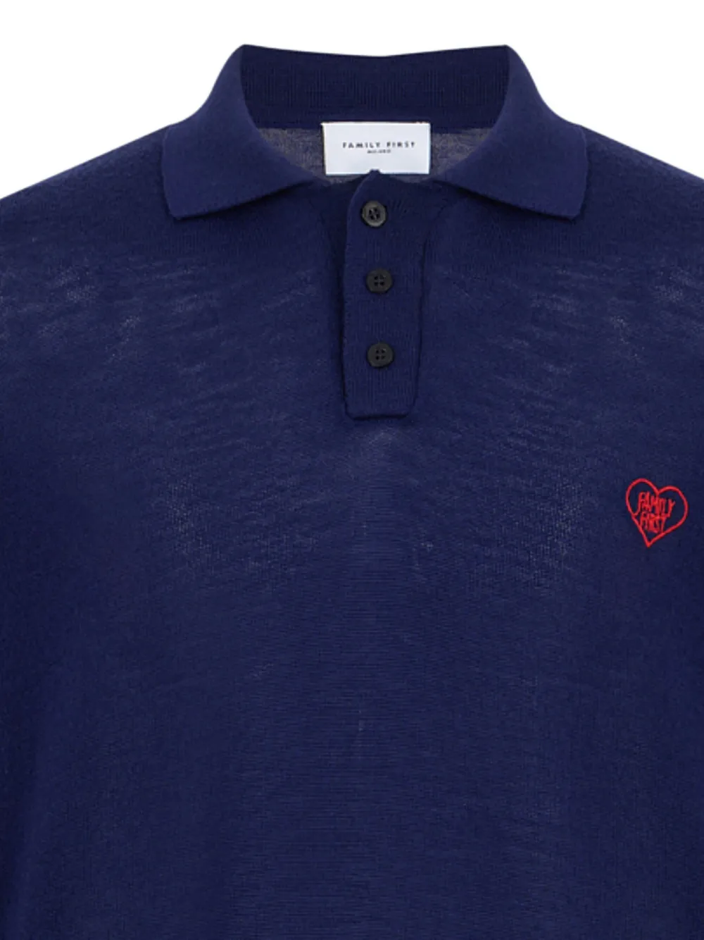 Family First Poloshirt met geborduurd logo Blauw