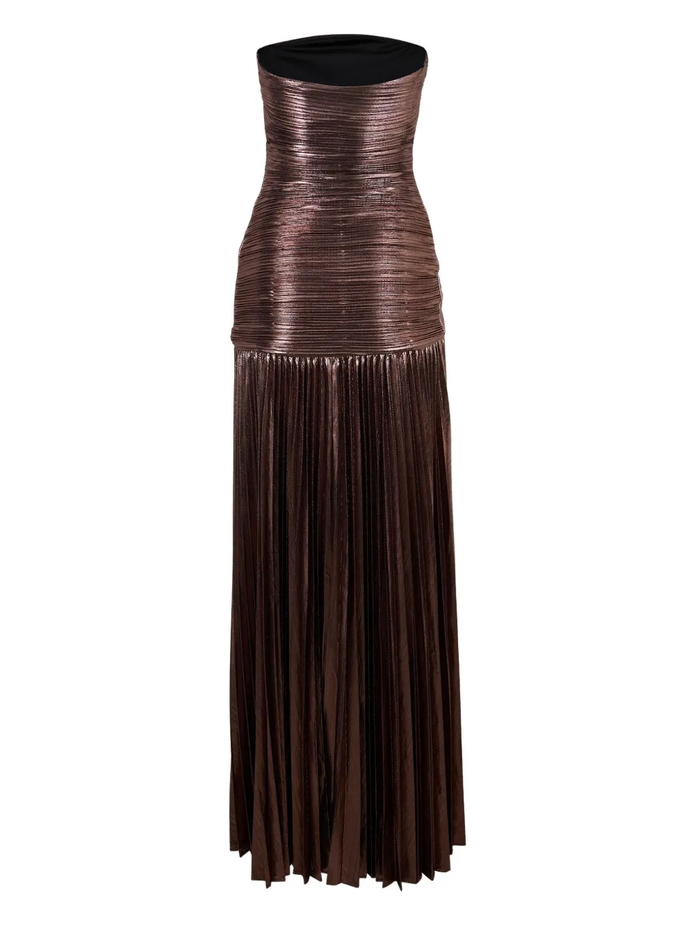 Retrofete Aelita geplooide maxi-jurk met geknoopt detail - Bruin