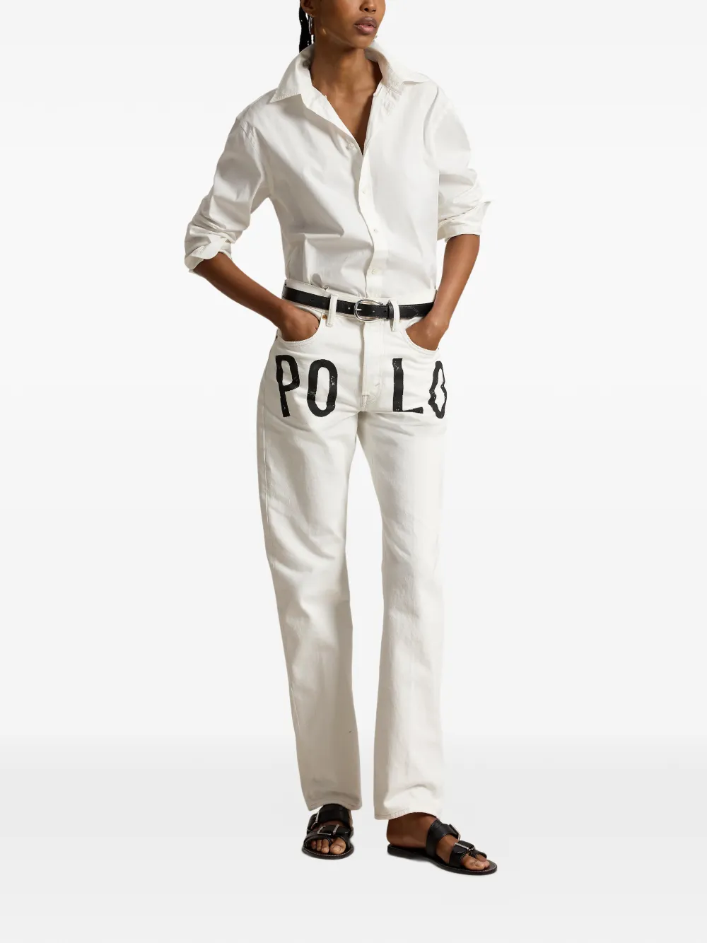 Polo Ralph Lauren Straight broek met print Wit