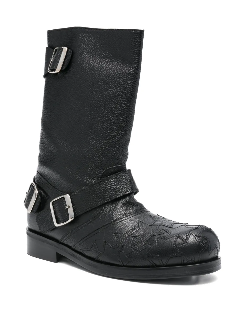 Stefan Cooke Star grainy leather biker boots | Biker Boots | Image 2