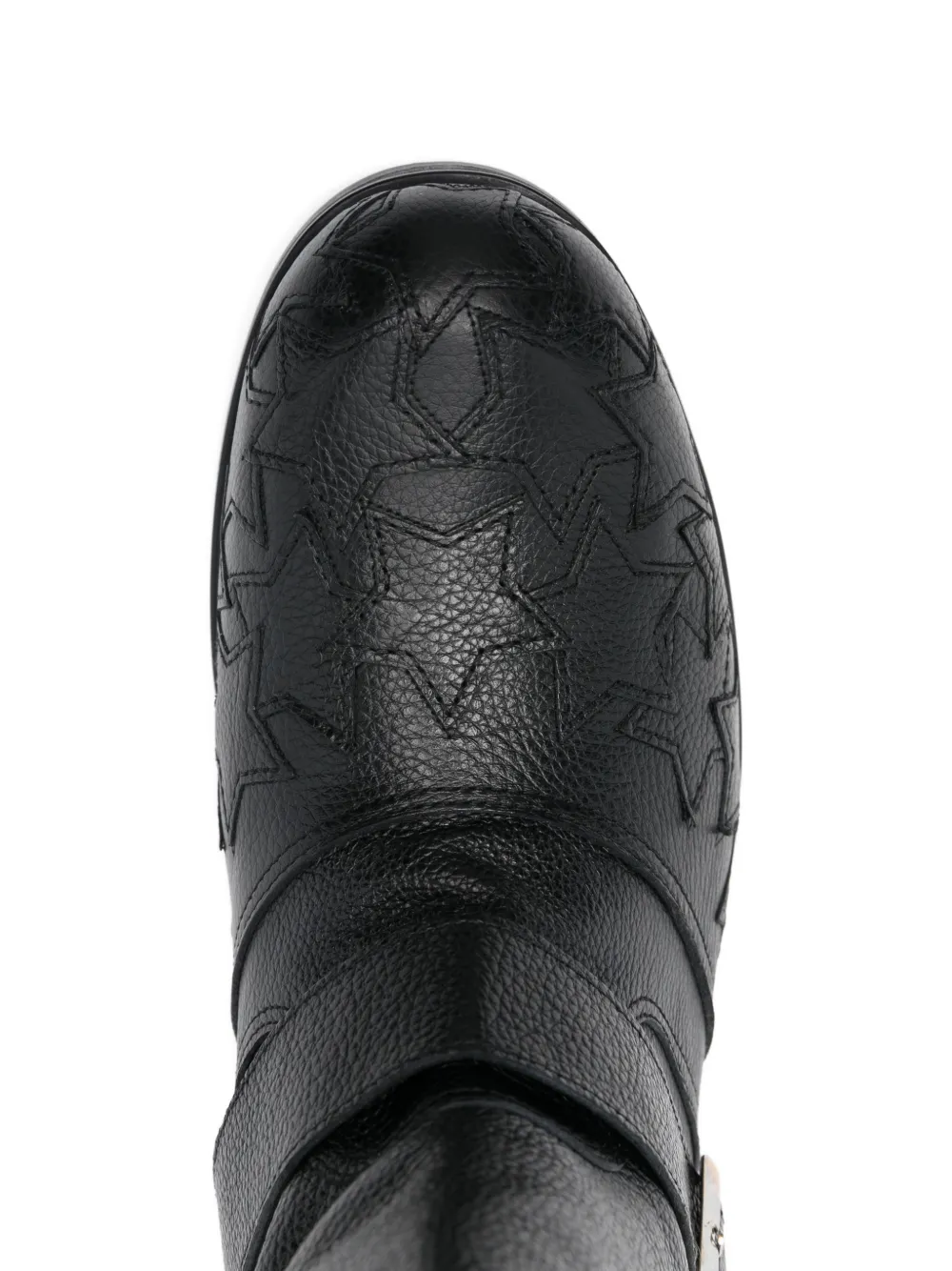 Stefan Cooke Star bewerkte leren bikerlaarzen Zwart