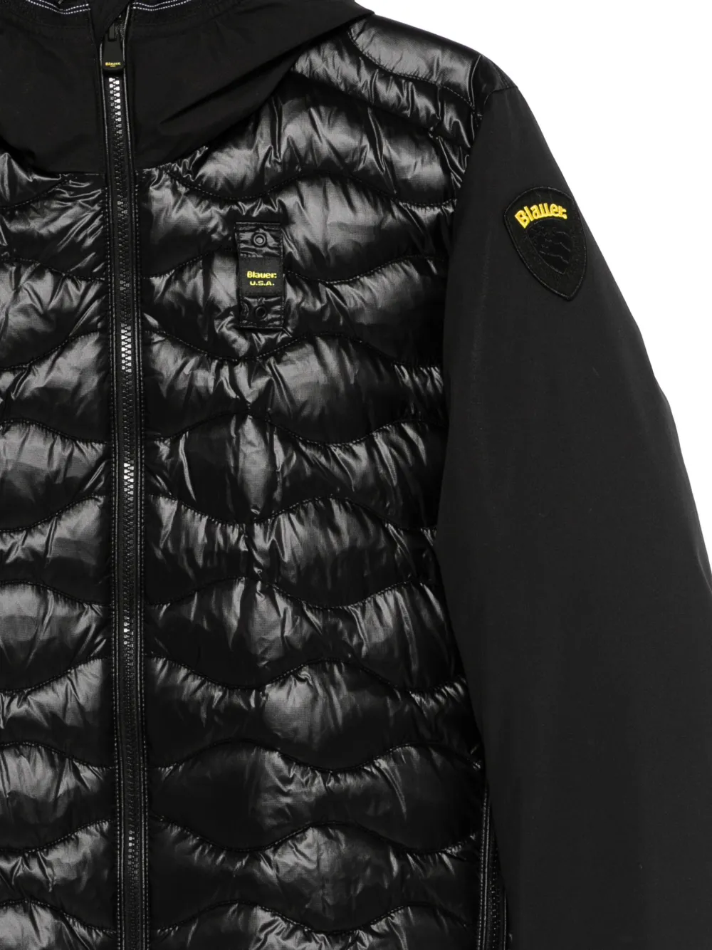 Blauer Gewatteerd jack met capuchon Zwart