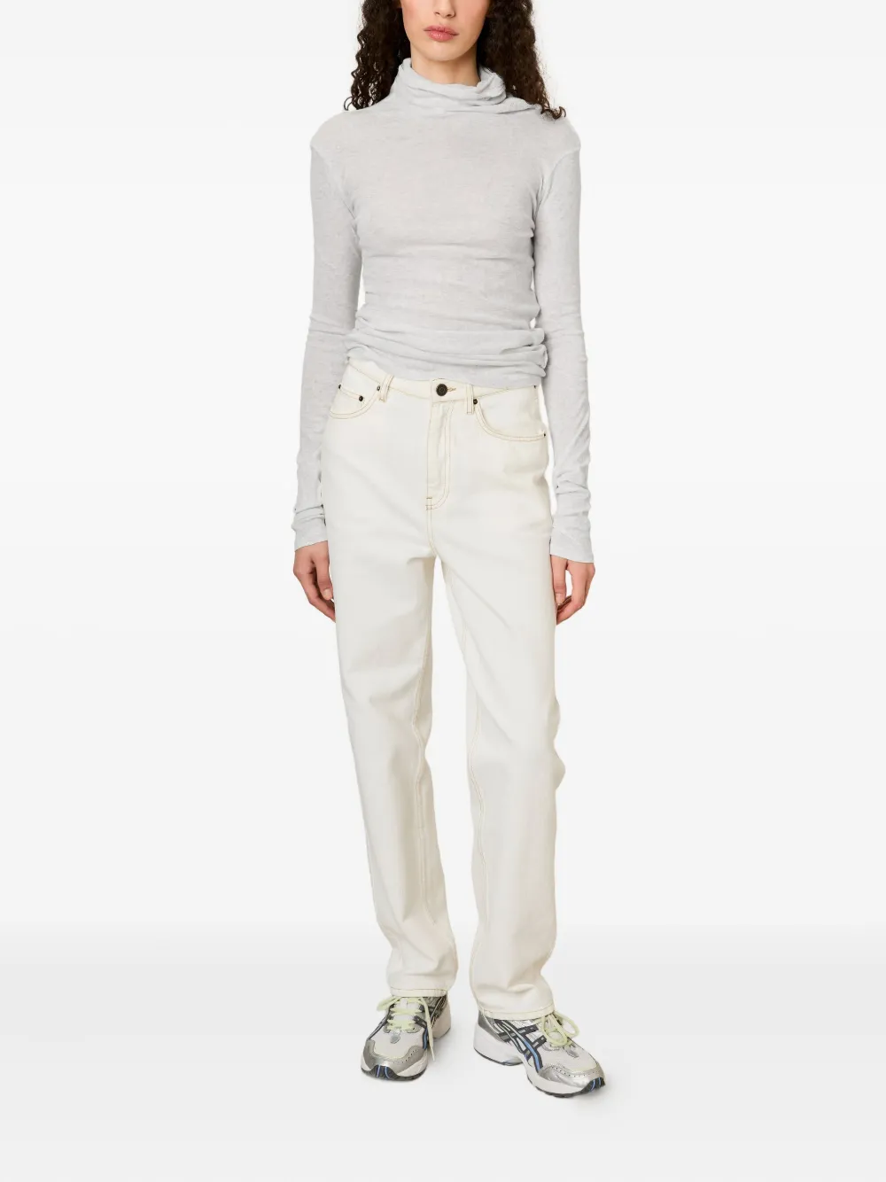 American Vintage Massachusetts Mock-neck T-shirt In White