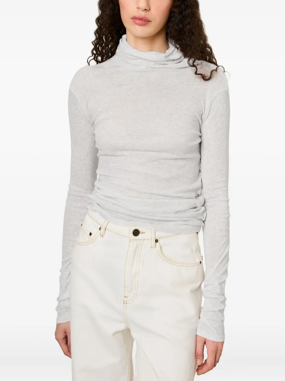 American Vintage Massachusetts Mock-neck T-shirt In White