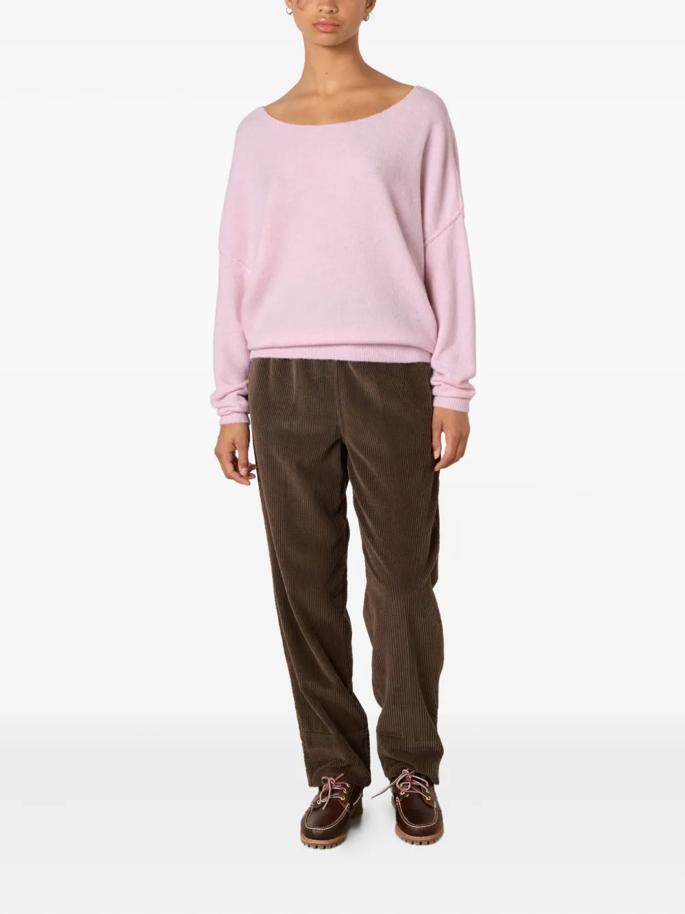 Damsville Boat Neck Ribbed Sweater