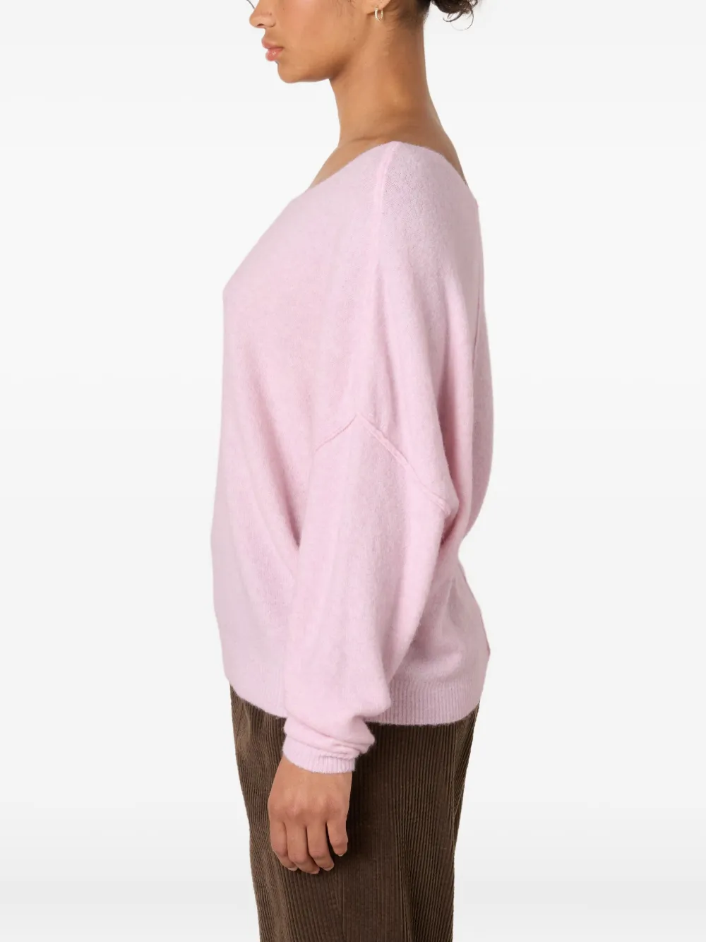 Damsville Boat Neck Ribbed Sweater