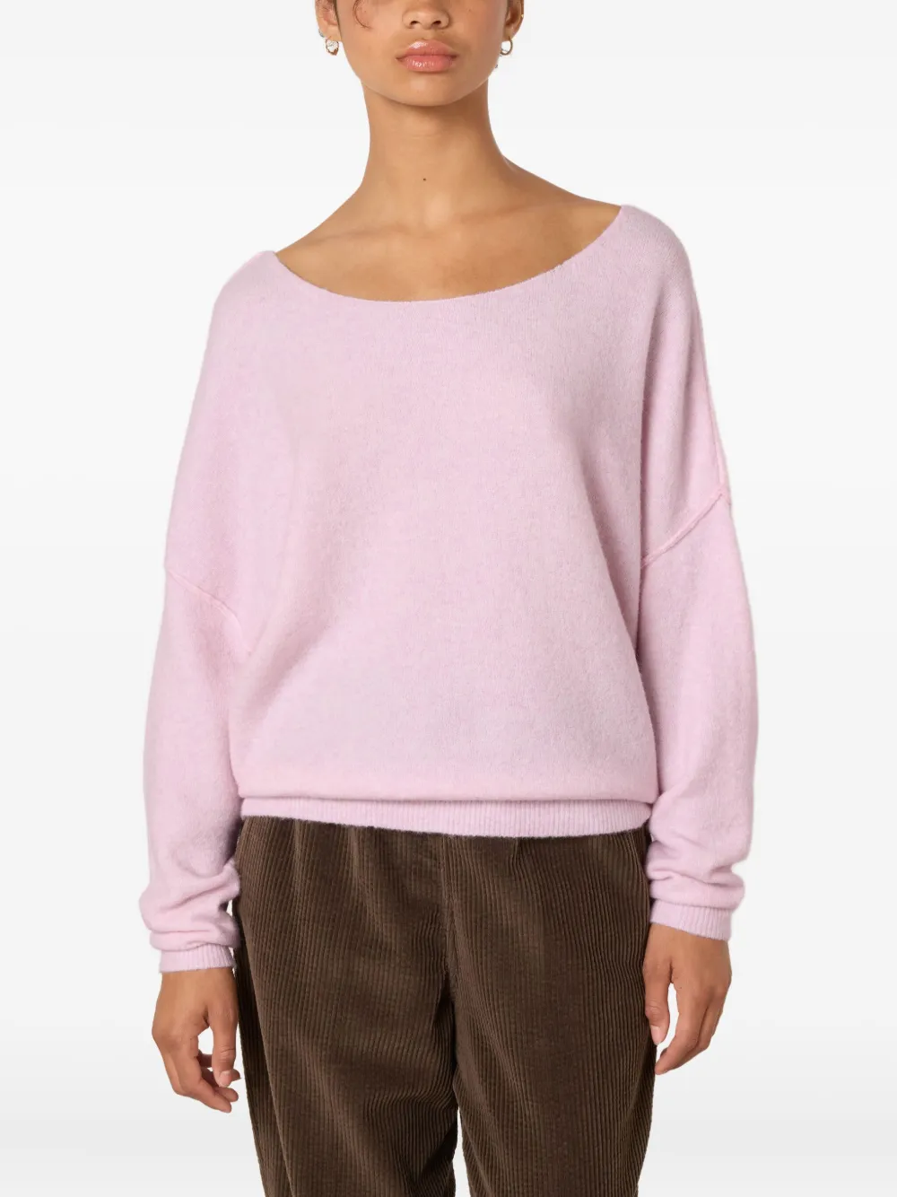 Damsville Boat Neck Ribbed Sweater