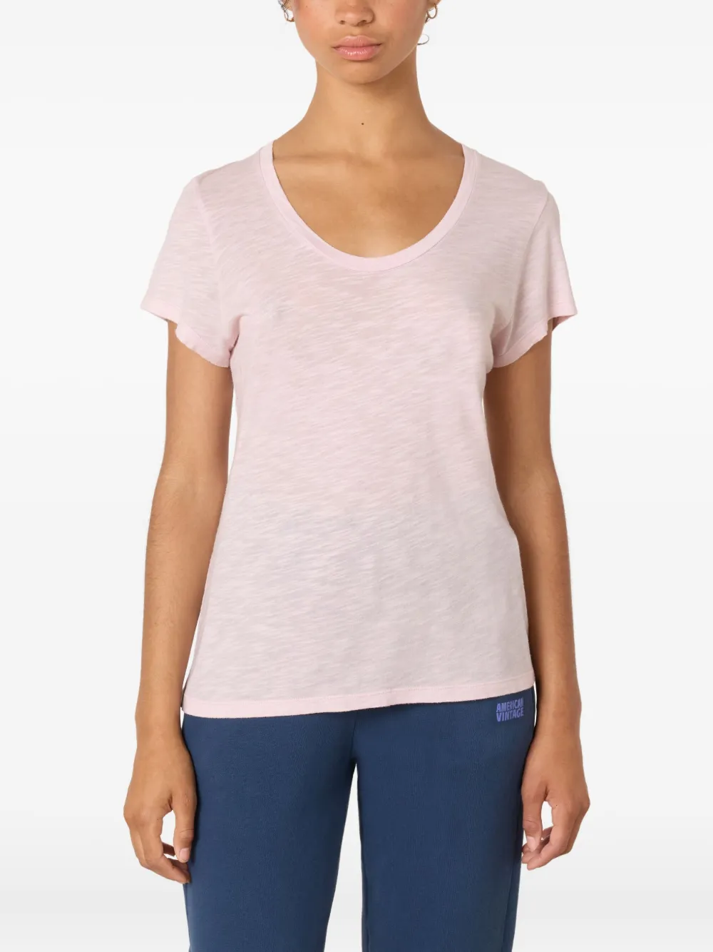 American Vintage Jacksonville Short-sleeve Scoop-neck T-shirt In Pink
