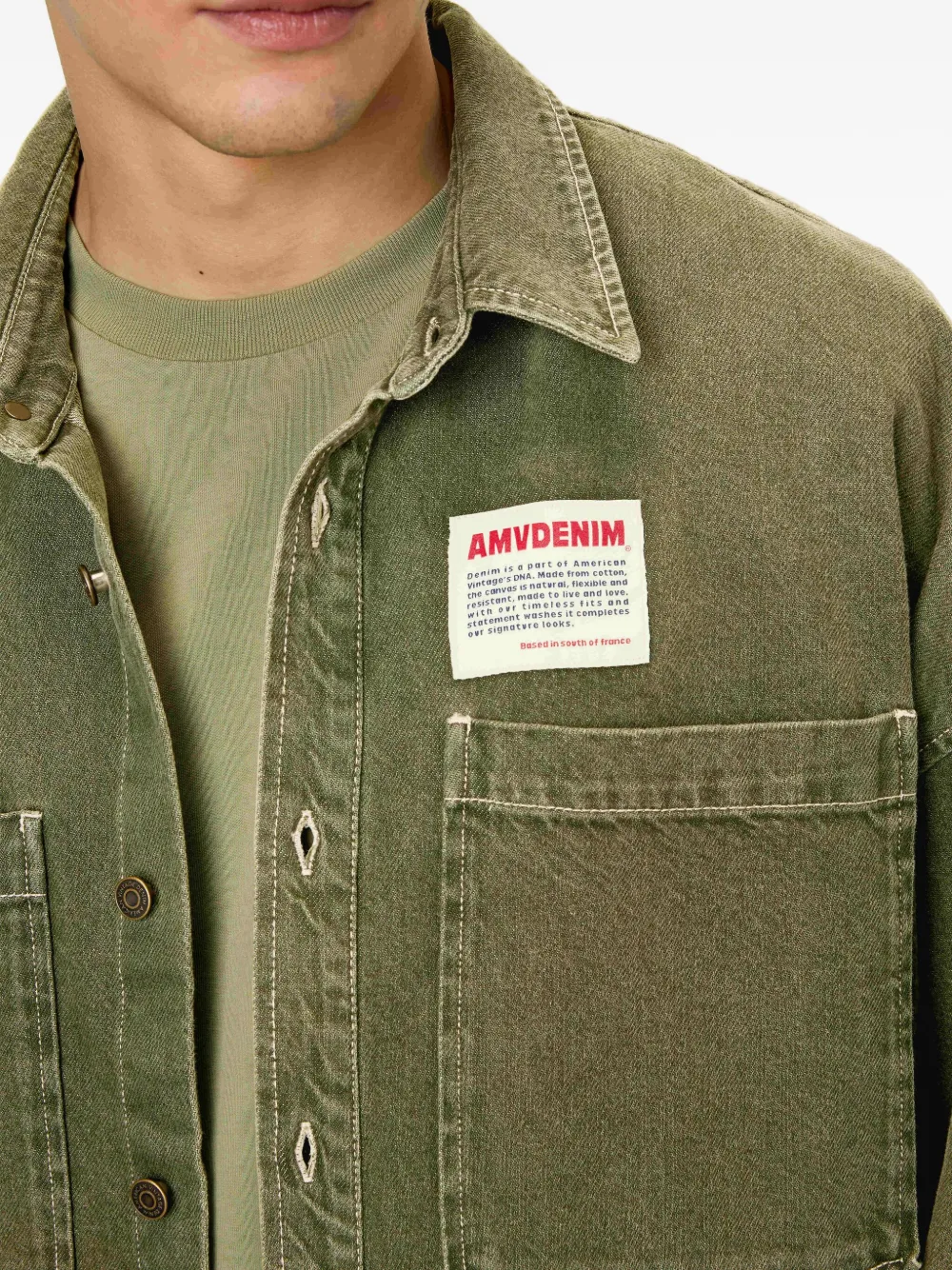 American Vintage Uzatown denim overhemd met opgestikte zak Groen