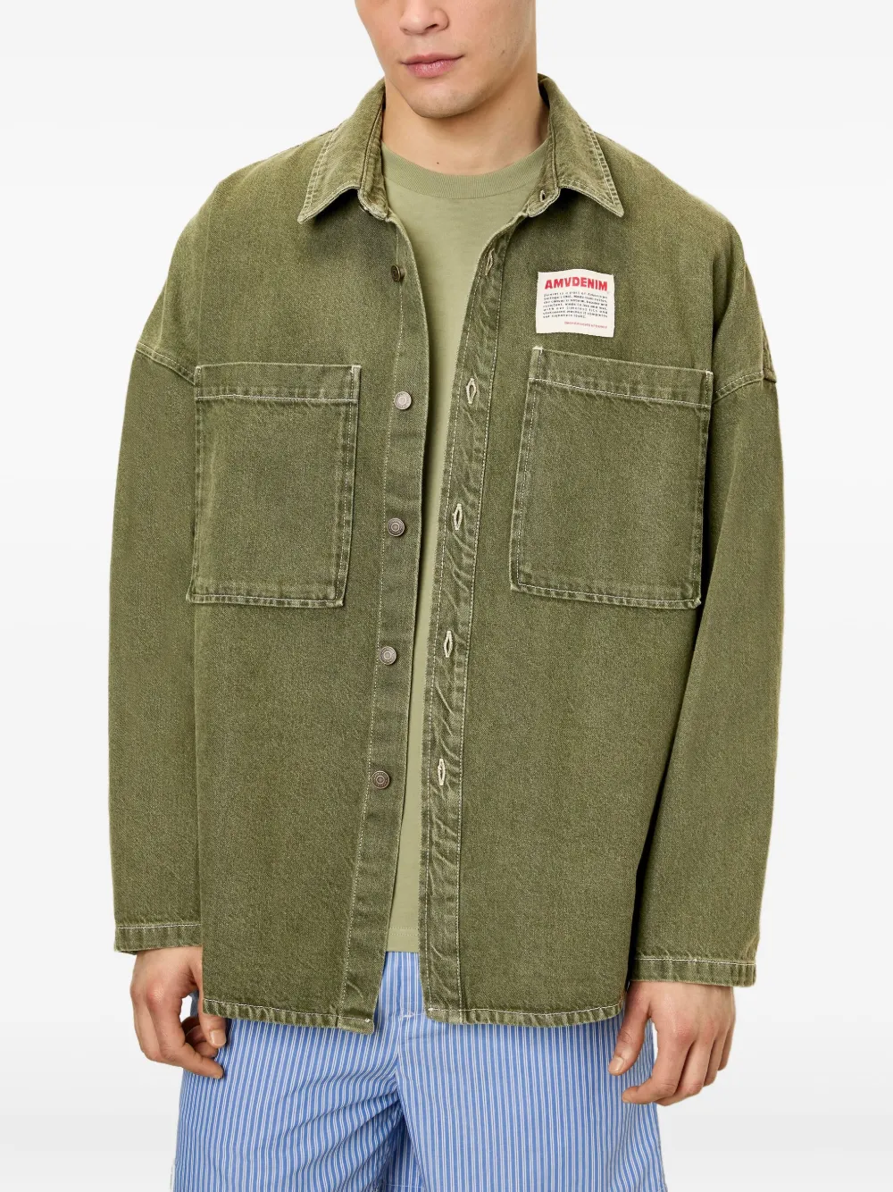 American Vintage Uzatown denim overhemd met opgestikte zak Groen