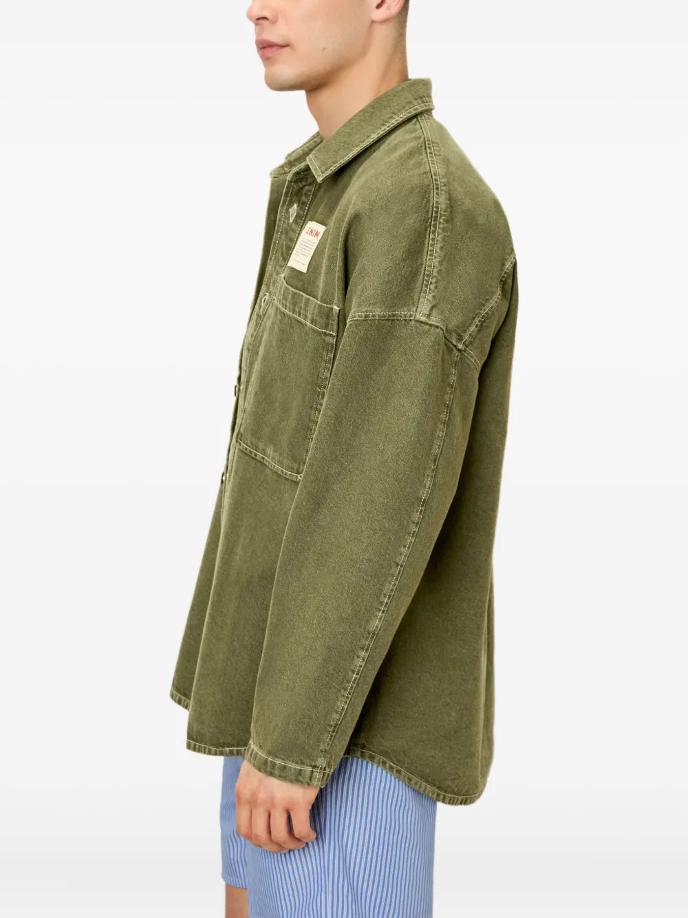 American Vintage Uzatown denim overhemd met opgestikte zak Groen