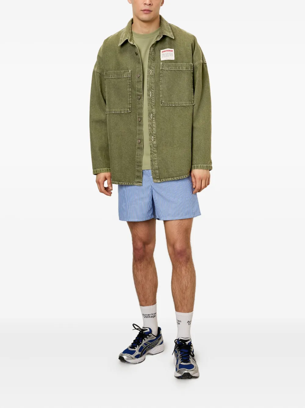 American Vintage Uzatown denim overhemd met opgestikte zak - Groen