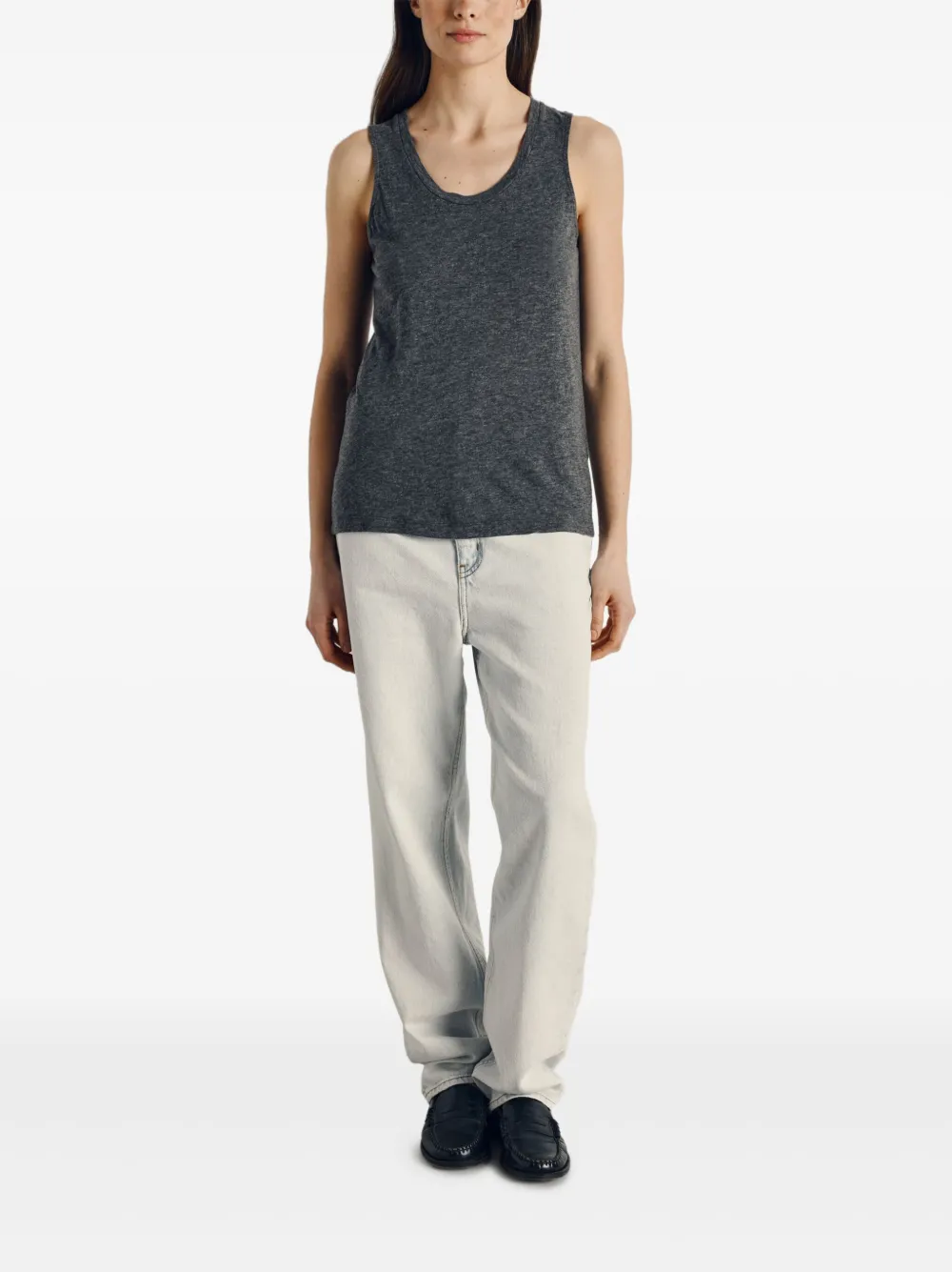 American Vintage Jacksonville tanktop met diepe ronde hals Grijs