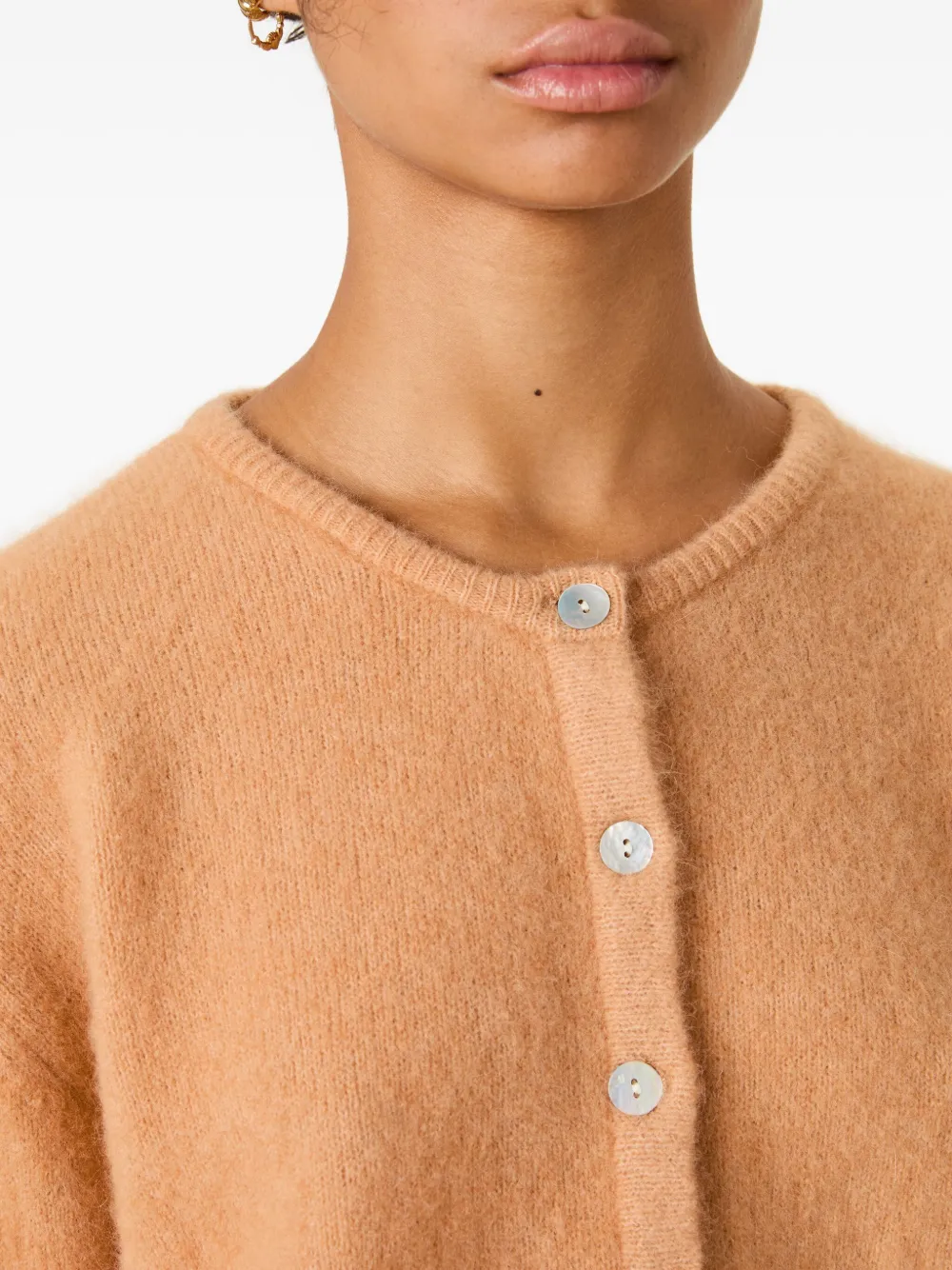 American Vintage Vitow Button Ribbed Cardigan In Brown