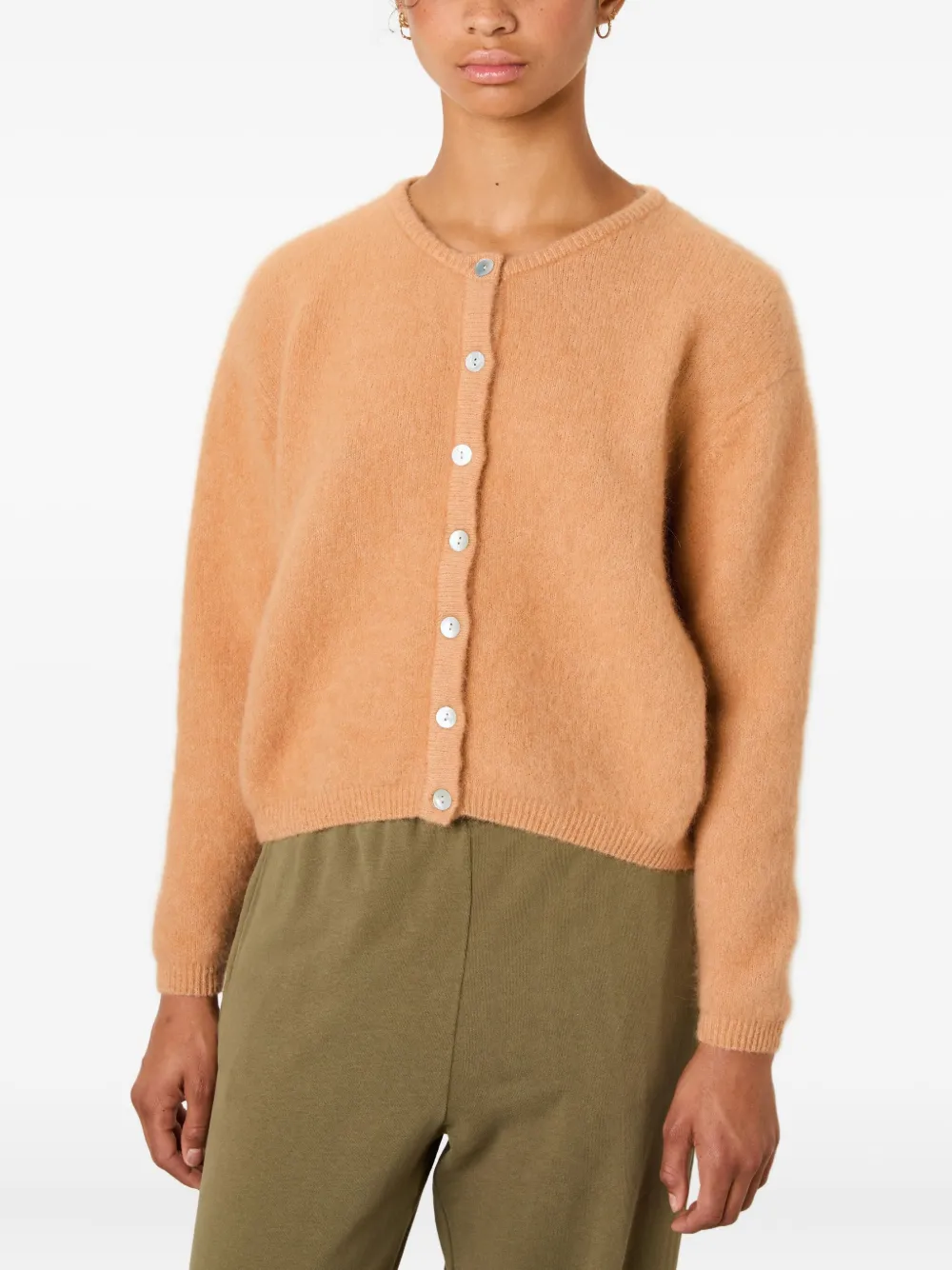 American Vintage Vitow Button Ribbed Cardigan In Brown