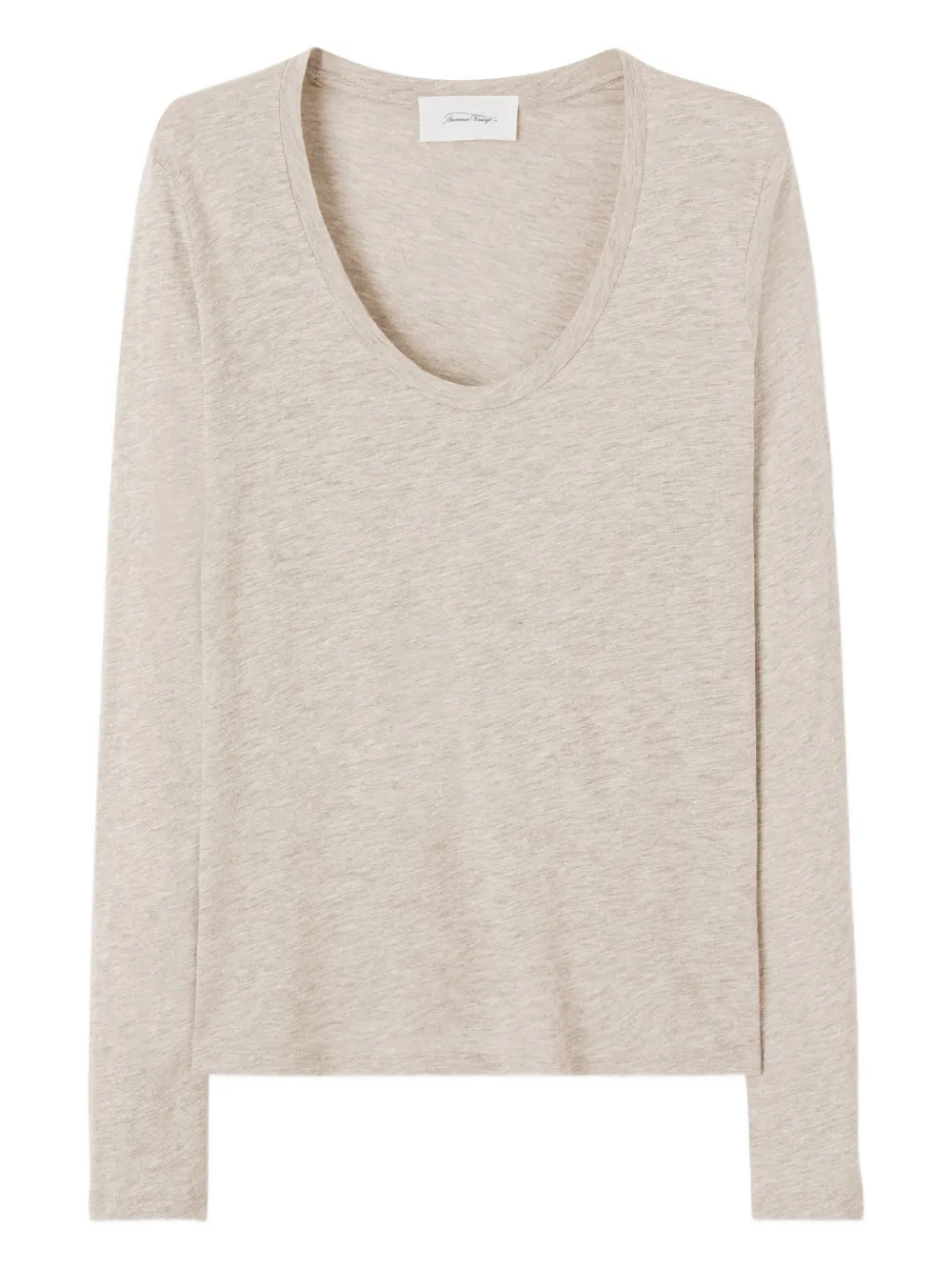 American Vintage Jacksonville Long-sleeved Scoop-neck T-shirt In Neutral