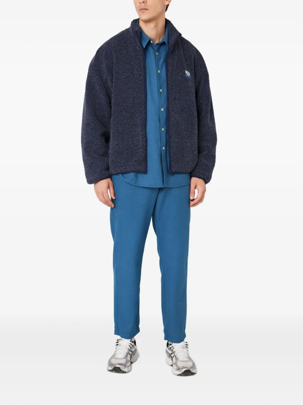 American Vintage Hoktown jack met fleece textuur en rits Blauw