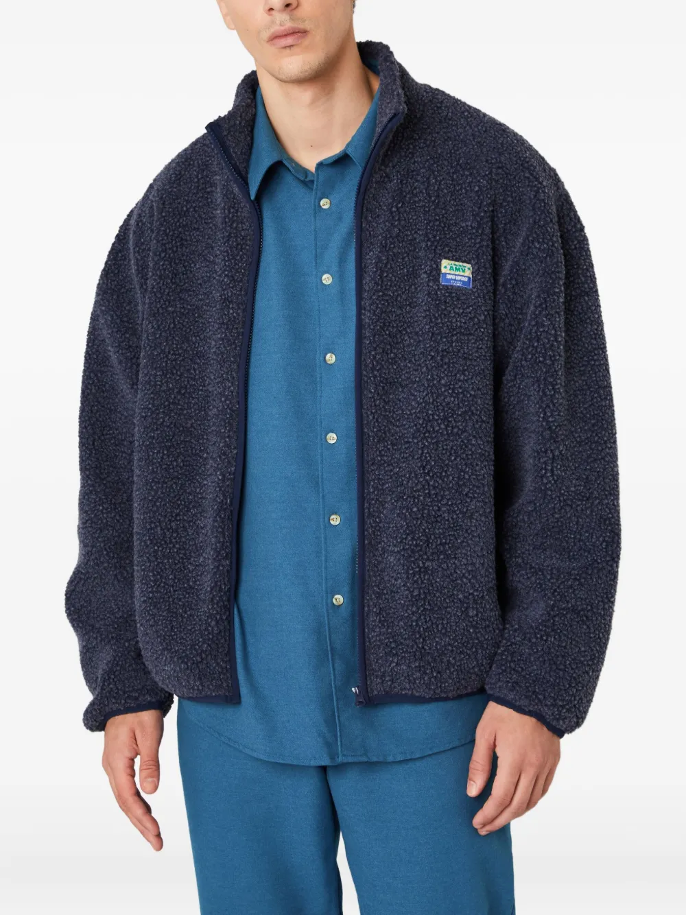 American Vintage Hoktown jack met fleece textuur en rits Blauw
