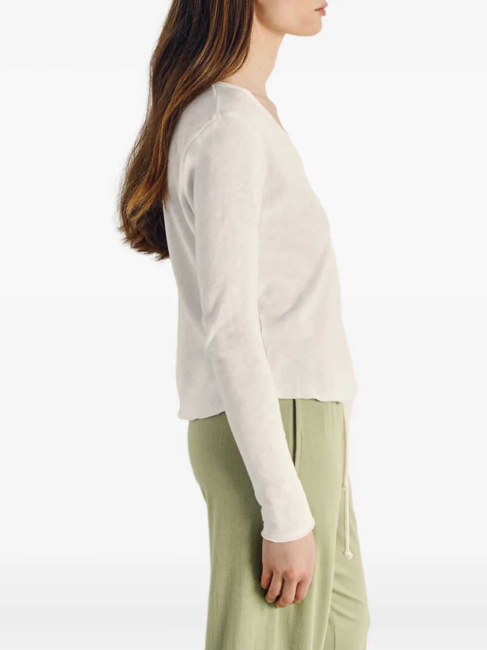 American Vintage Sonoma Long-sleeve V-neck T-shirt In White