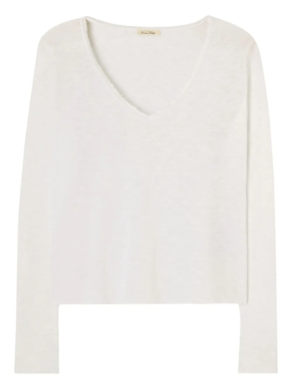 American Vintage Sonoma Long-sleeve V-neck T-shirt In White