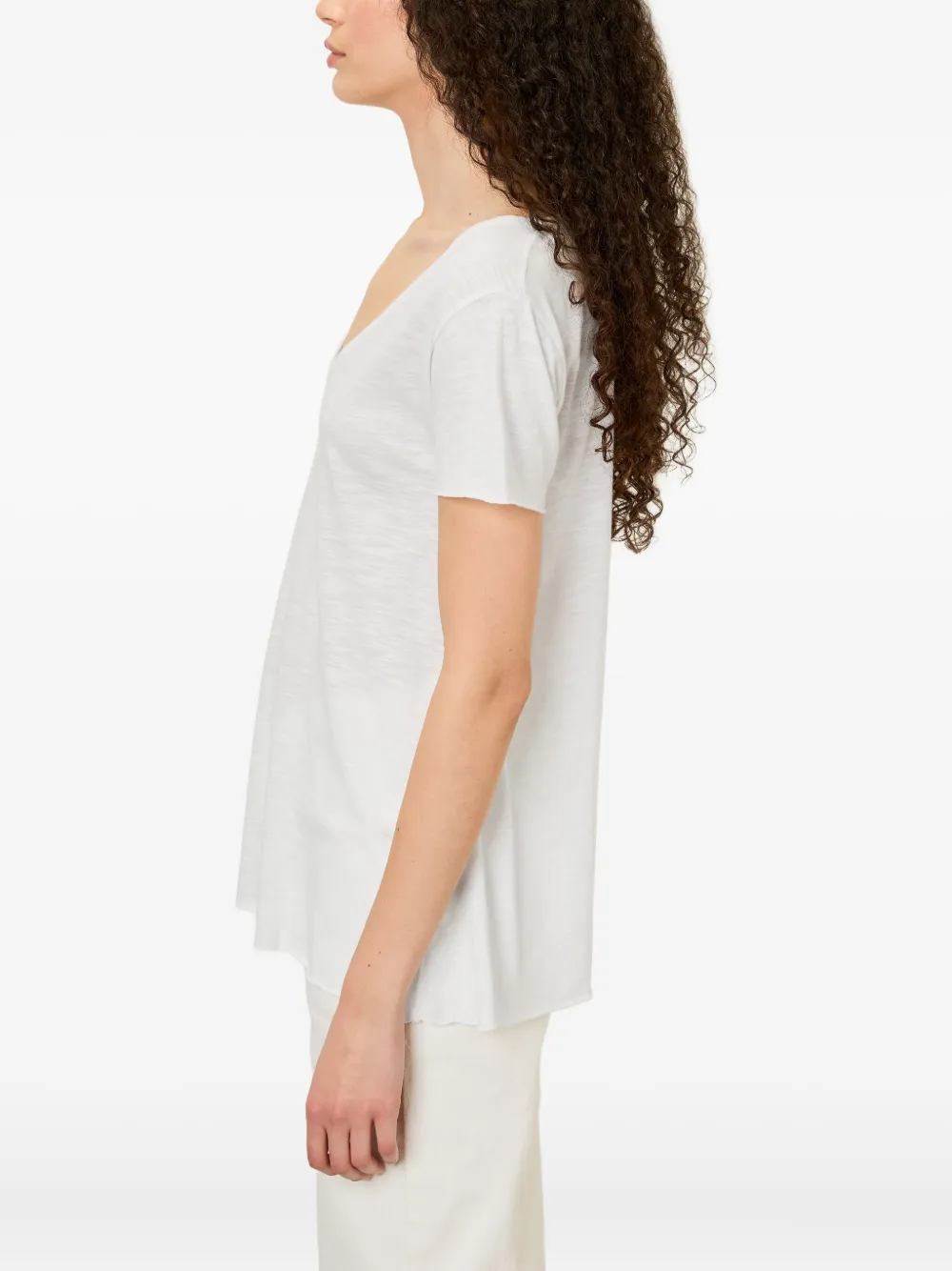 American Vintage T-shirt met V-hals en korte mouwen Wit