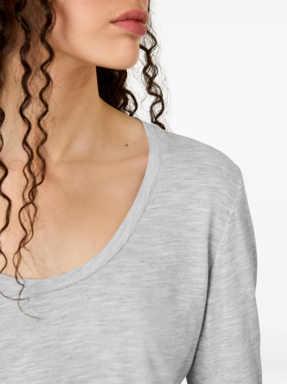 American Vintage Jacksonville Long-sleeve Scoop-neck Top In Gray