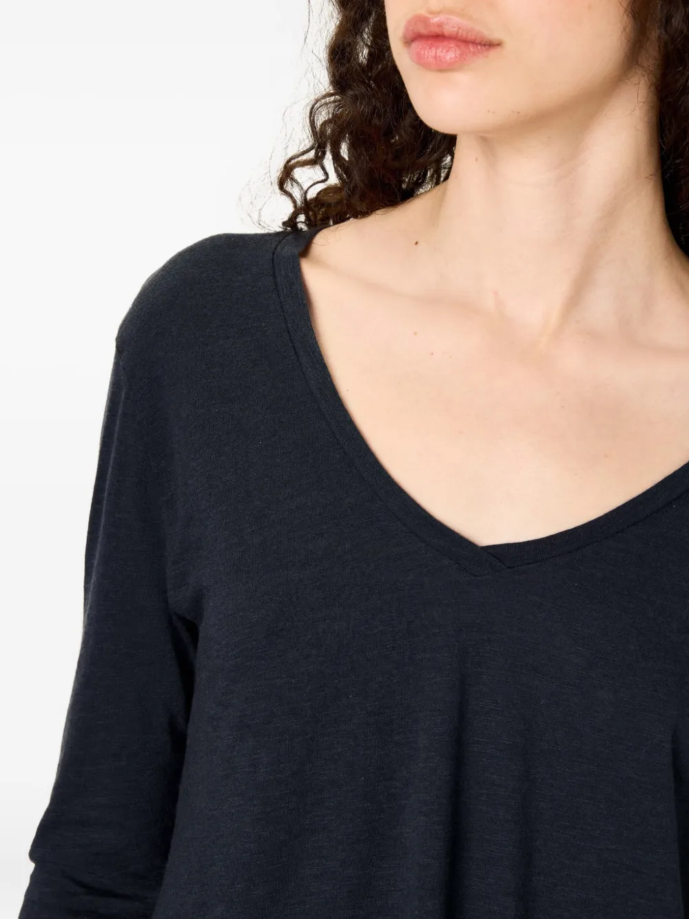 American Vintage Jacksonville top met textuur en V-hals Blauw