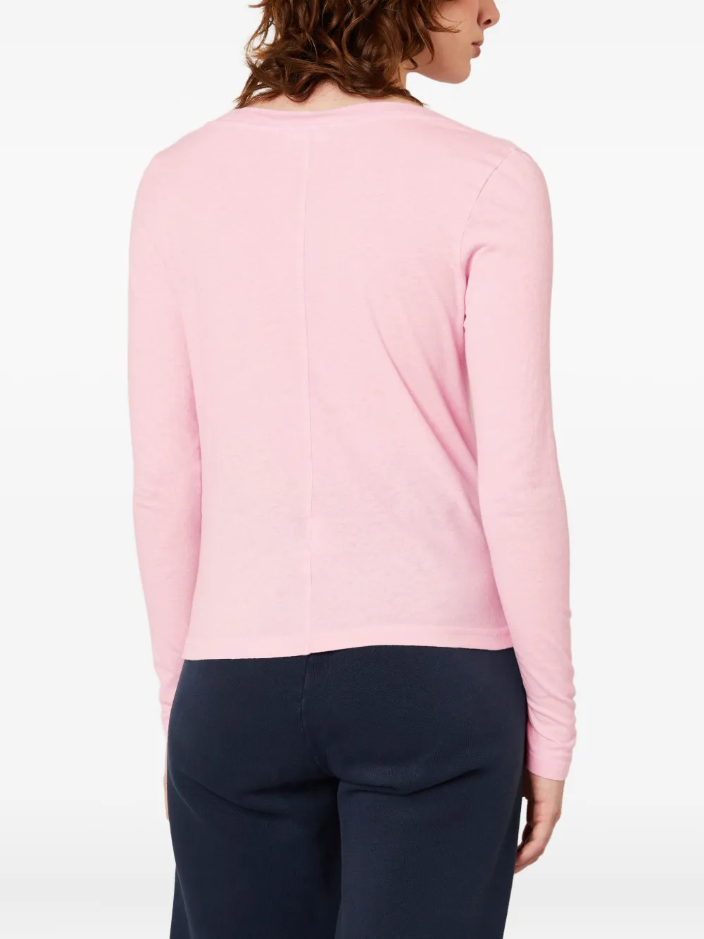 American Vintage Gamipy Long Sleeve V-neck T-shirt In Pink