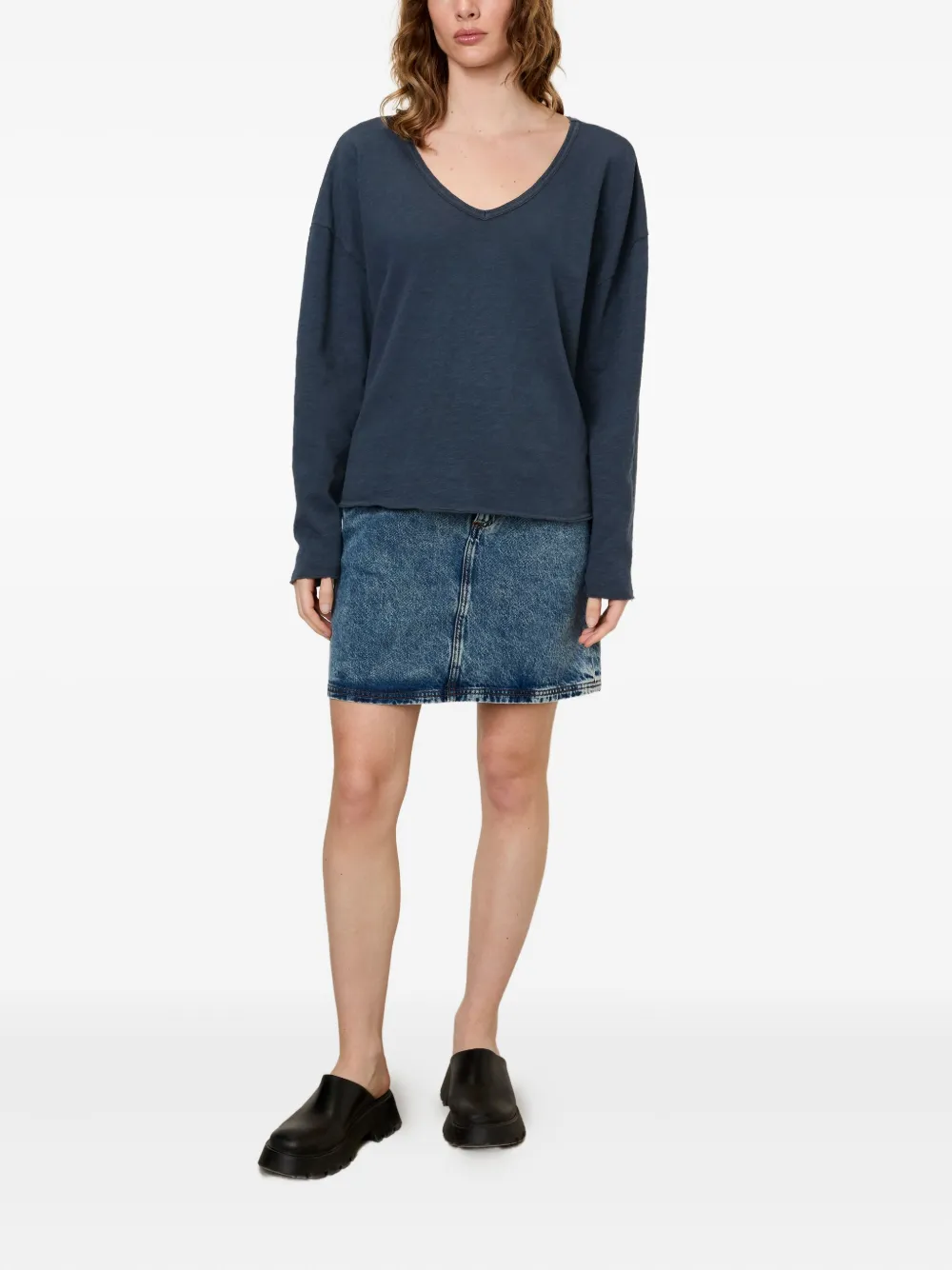 American Vintage Sonoma top met lange mouwen en V-hals Blauw