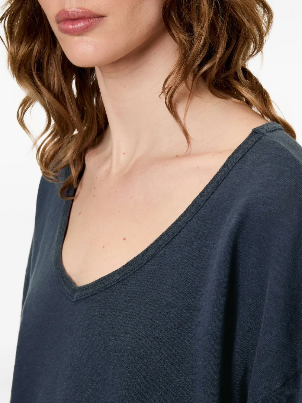 American Vintage Sonoma top met lange mouwen en V-hals Blauw