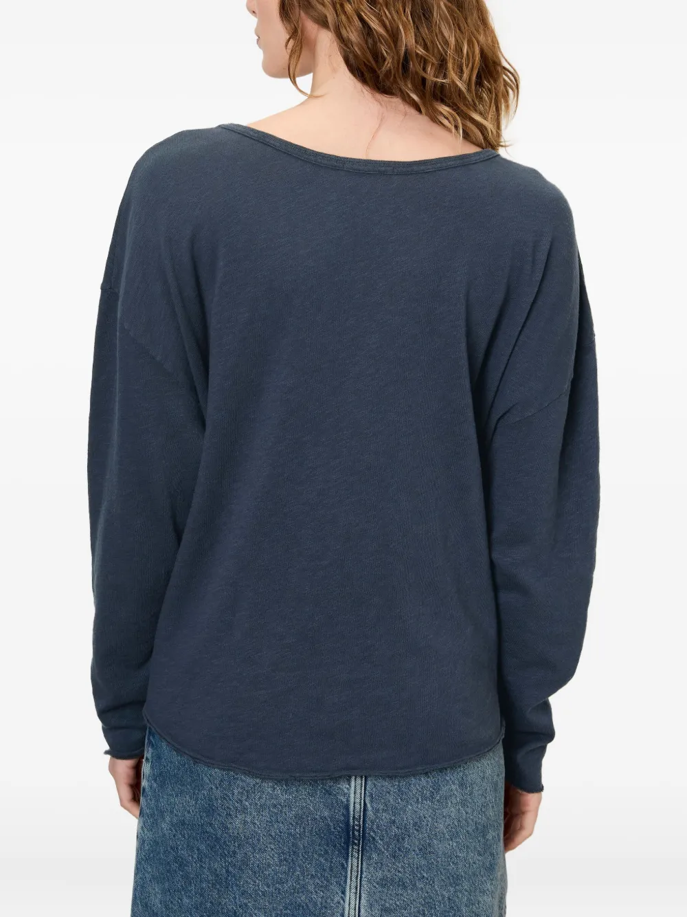 American Vintage Sonoma top met lange mouwen en V-hals Blauw
