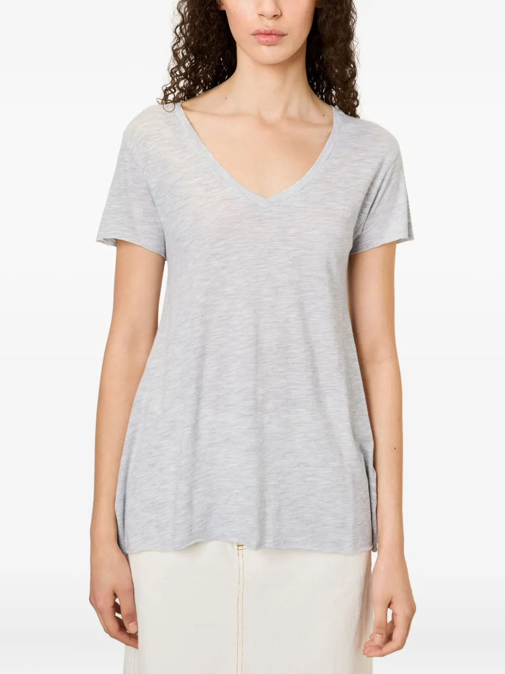 American Vintage Jacksonville V-neck Short-sleeved T-shirt In Gray