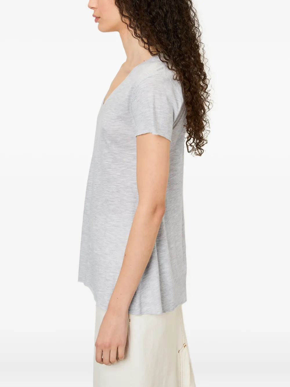 American Vintage Jacksonville V-neck Short-sleeved T-shirt In Gray