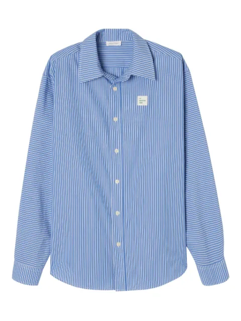 American Vintage Zatybay striped logo-patch shirt