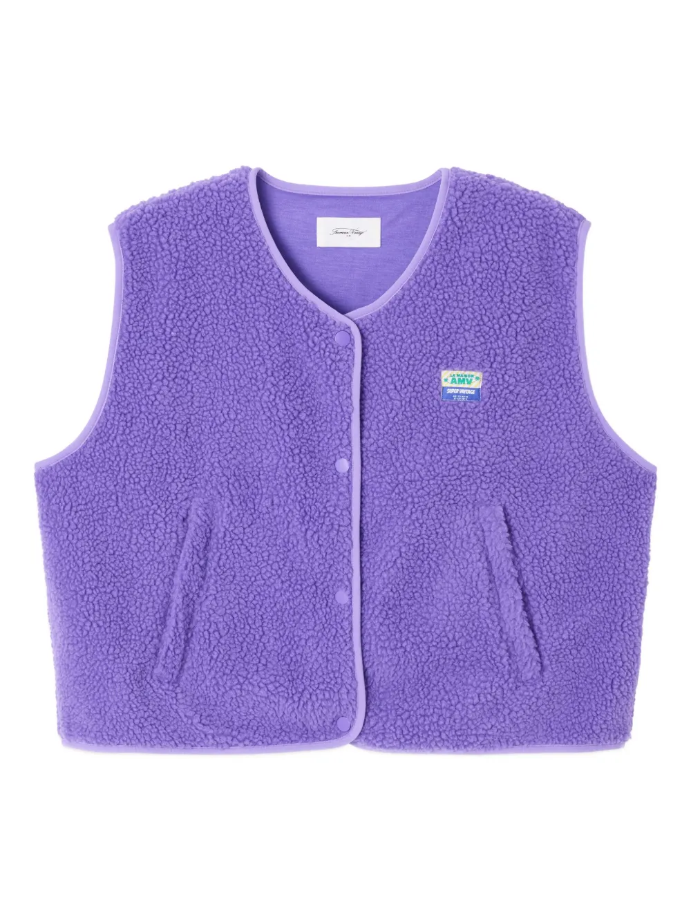 American Vintage Hoktown shearling logo-patch waistcoat - Purple