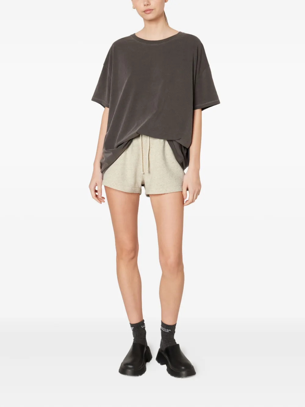 American Vintage Boat Neck Pymaz T-shirt In Gray