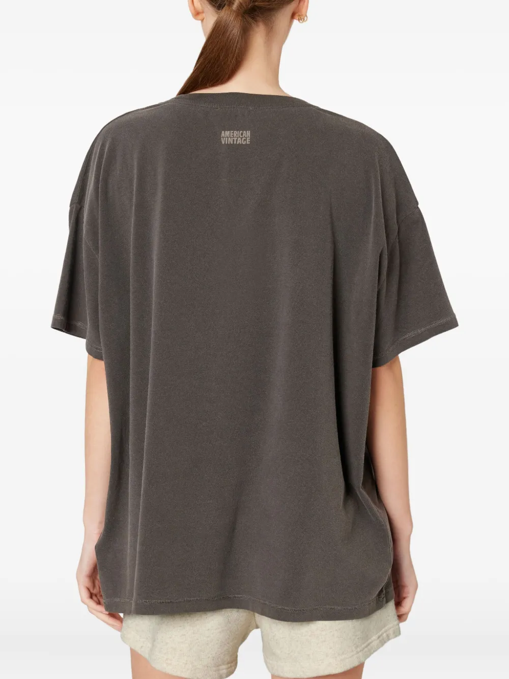 American Vintage Boat Neck Pymaz T-shirt In Gray