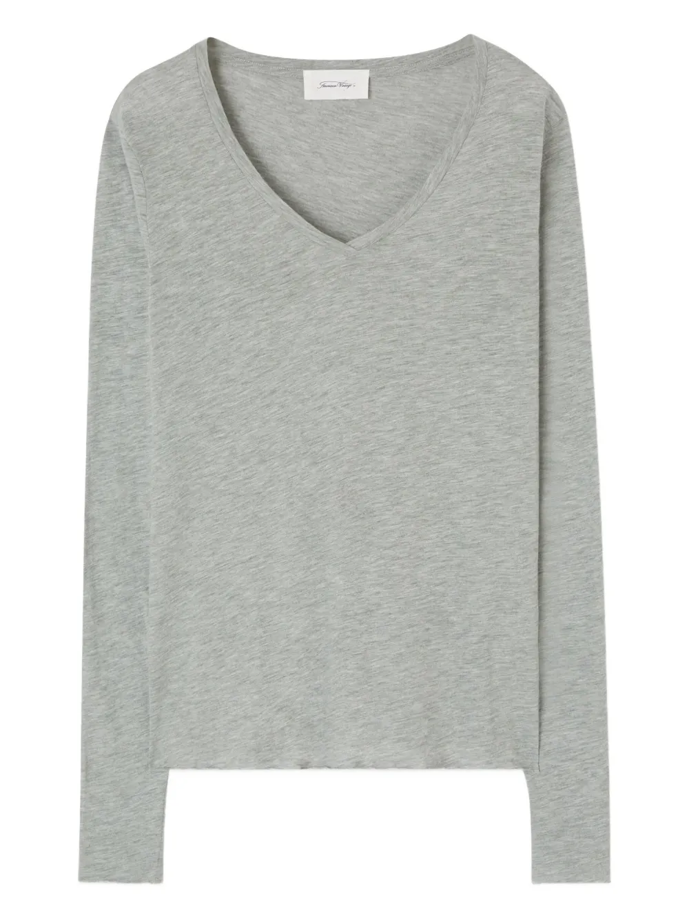 American Vintage Jacksonville V-neck Long-sleeved T-shirt In Gray