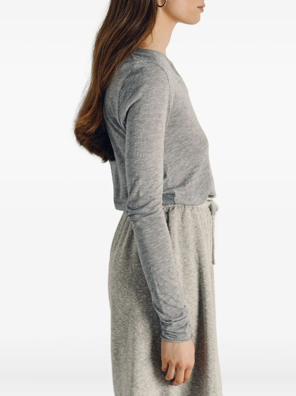 American Vintage Jacksonville V-neck Long-sleeved T-shirt In Gray