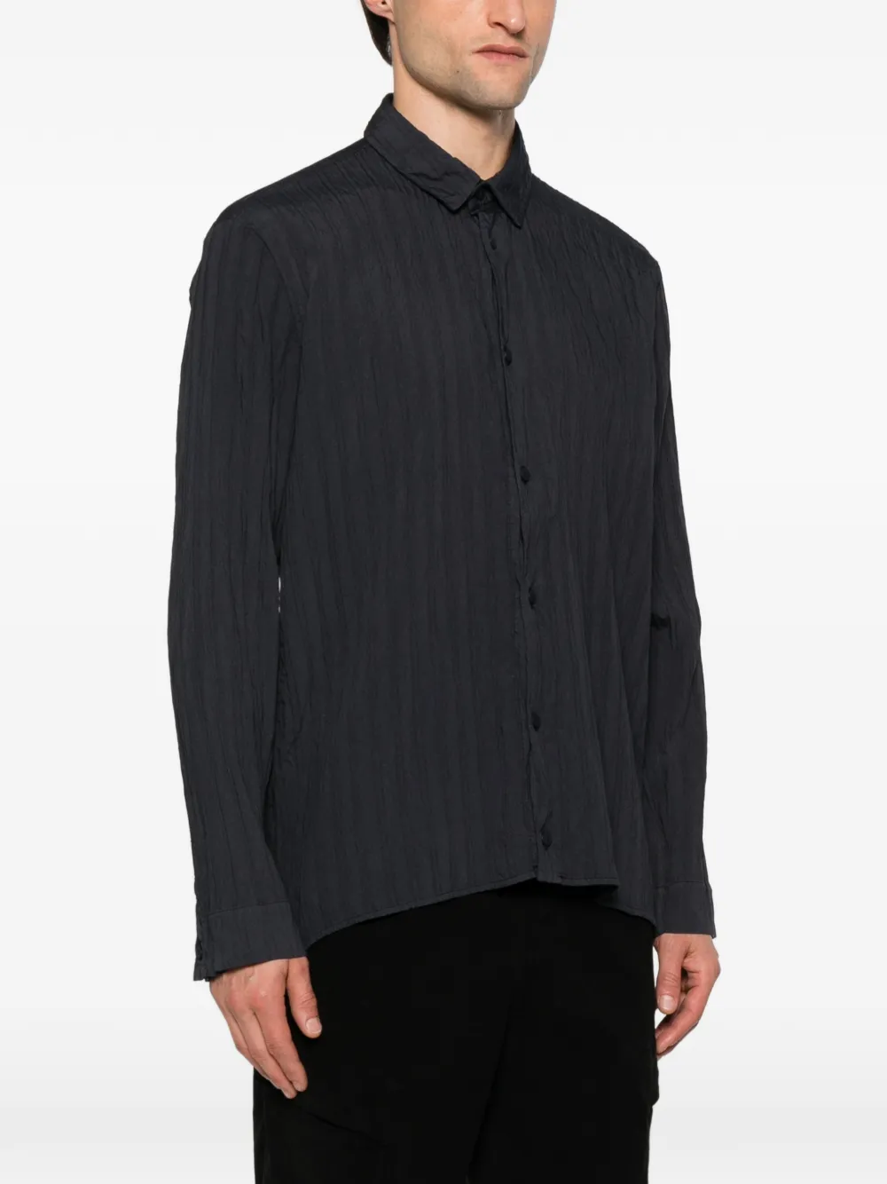 Transit Overhemd met knopen en textuur Blauw