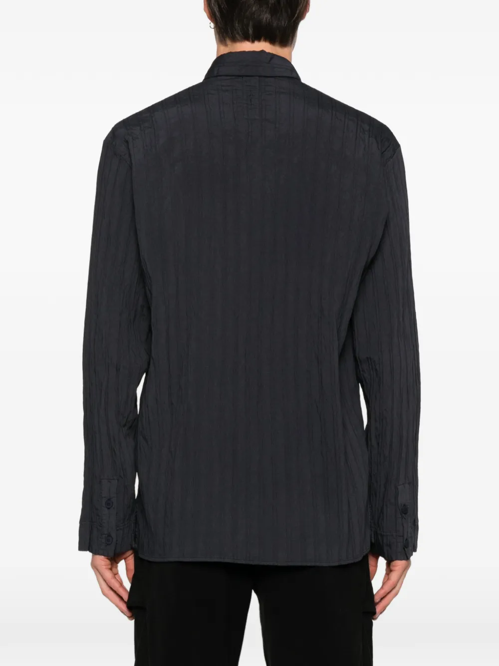 Transit Overhemd met knopen en textuur Blauw