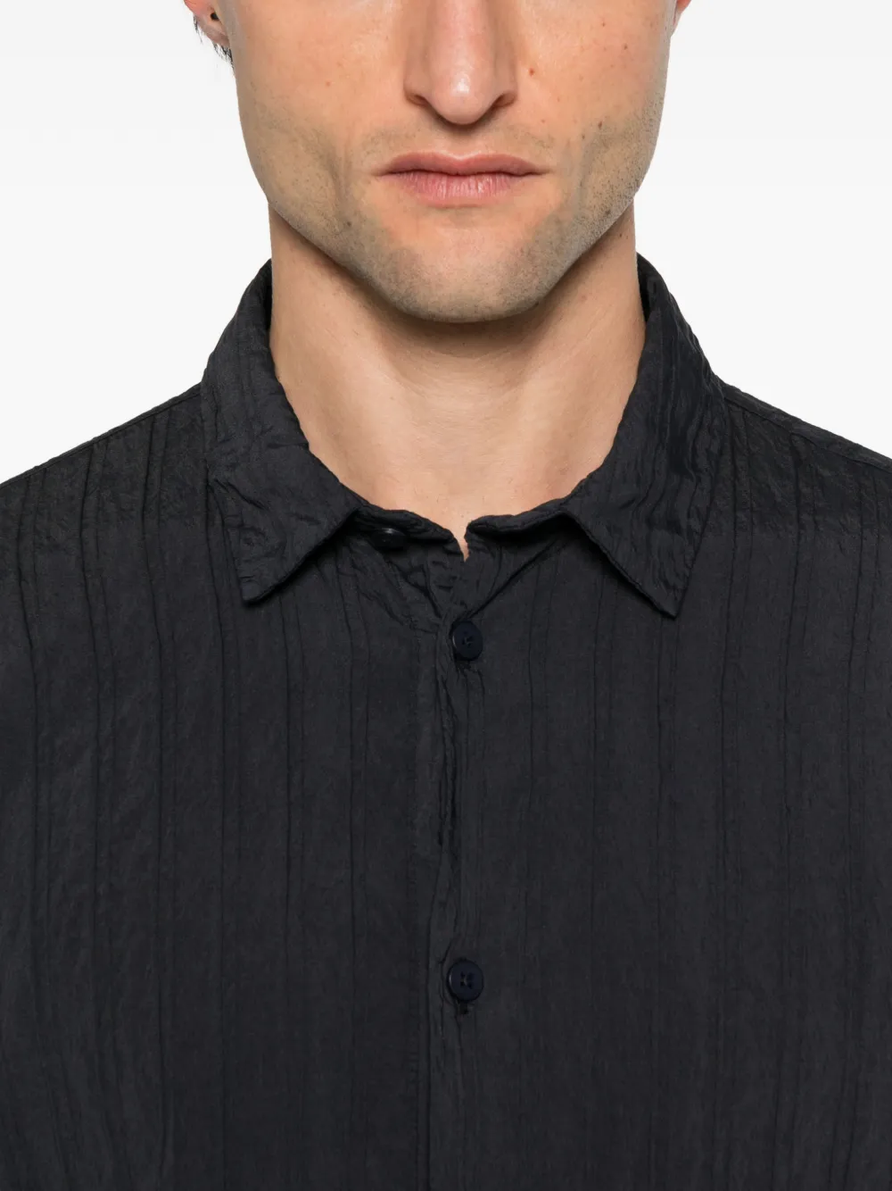 Transit Overhemd met knopen en textuur Blauw