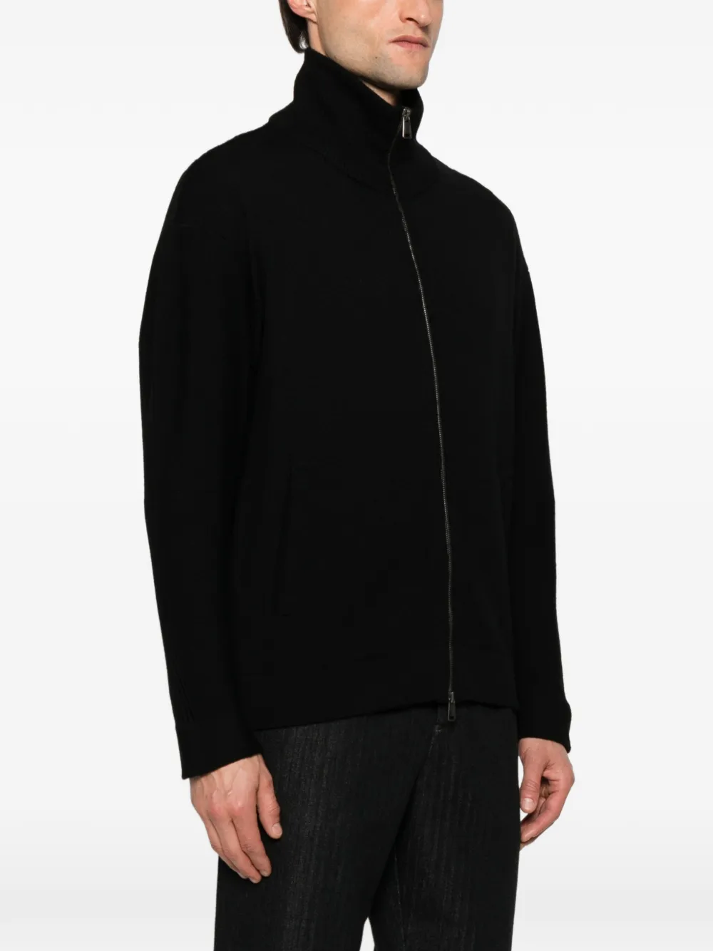 Transit Wollen vest met rits Zwart
