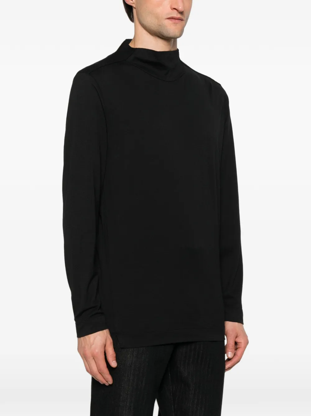 Transit T-shirt met col en lange mouwen Zwart