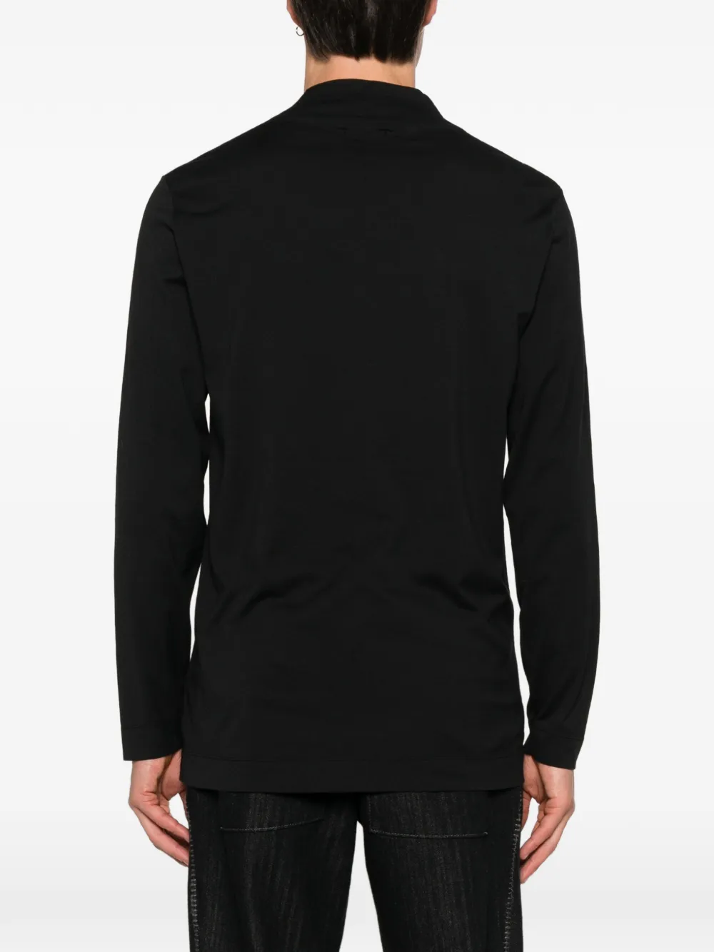 Transit T-shirt met col en lange mouwen Zwart