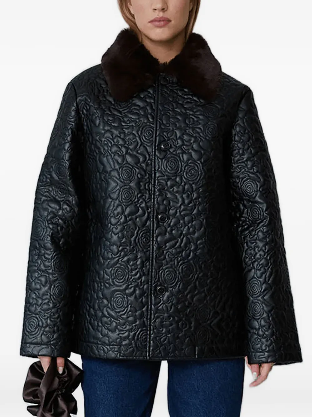 Opérasport Floral Quilted Jacket - Black 